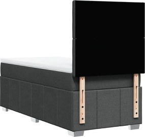 vidaXL Κρεβάτι Boxspring με Στρώμα Σκούρο Γκρι 90x190 εκ. Υφασμάτινο