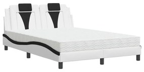 vidaXL Κρεβάτι με Στρώμα Λευκό και Μαύρο 120 x 200 εκ. Συνθετικό Δέρμα