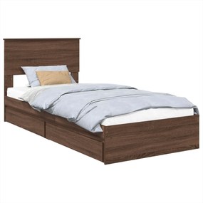 vidaXL Κρεβάτι Αποθήκης Καφέ δρυς 75 x 190 cm Επεξεργασμένο ξύλο