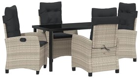 vidaXL Σέτ φαγητού για κήπο 5 pcs Ανοιχτό γκρι συνθετικό ρατάν