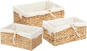 vidaXL Καλάθια Αποθήκευσης 3 pcs Φυσικό Υάκινθος νερού