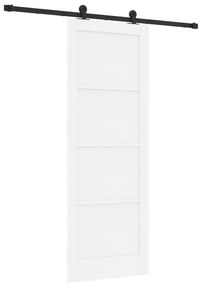vidaXL Συρόμενη Πόρτα με Σετ Εξαρτημάτων Λευκή 78x211 εκ. Στερεό Ξύλο Πεύκου