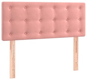 vidaXL Κρεβάτι Boxspring με Στρώμα &amp; LED Ροζ 90x200 εκ. Βελούδινο
