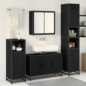 vidaXL Σετ Επίπλων Μπάνιου με ράφι 2 pcs Μαύρη Οξυά Επεξεργασμένο ξύλο
