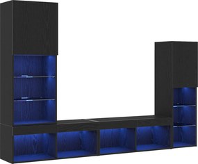 vidaXL Ντουλάπι TV 4 pcs Μαύρη δρυς Επεξεργασμένο ξύλο