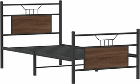 vidaXL Πλαίσιο Κρεβατιού Χωρ. Στρώμα Καφέ Δρυς 75x190εκ Επεξ. Ξύλο