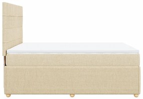 Κρεβάτι Boxspring με Στρώμα Κρεμ 140x190 εκ. Υφασμάτινο - Κρεμ