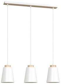 Κρεμαστό Φωτιστικό Οροφής Ράγα 3xE27 Ατσάλι και Ξύλο BOLERO Made in Poland Emibig-443/3-Λευκό 443/3