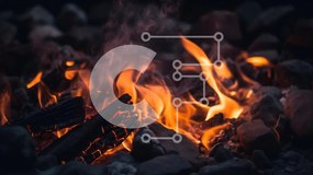 Intra Συλλεκτικό Ξύλινο Παζλ Plywood 4mm - Φωτιά με λαμπερές φλόγες και πέτρες Σε Ξύλινο Κουτί - Διαστάσεις: 10x10 cm – 25 κομμάτια