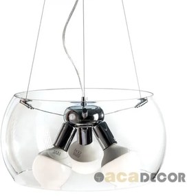 Φωτιστικό κρεμαστό γυάλινο σφαιρικό φιμέ, κόκκινο, λευκό Φ40 ACA-CX1009P40CL-Διάφανο CX1009P40CL