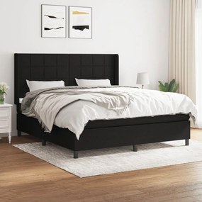 Κρεβάτι Boxspring με Στρώμα Μαύρο 180x200 εκ. Υφασμάτινο - Μαύρο
