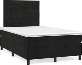 vidaXL Κρεβάτι Boxspring με Στρώμα Μαύρο 120 x 200 εκ. Βελούδινο