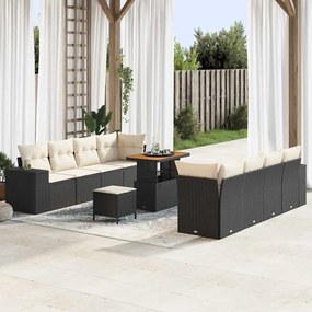 vidaXL Σετ Καναπέ Κήπου 11 pcs Μαύρο, Κρέμα 90 x 55 x 71 cm