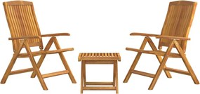 vidaXL Σαλόνι Κήπου Σετ 3 Τεμαχίων από Μασίφ Ξύλο Teak