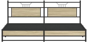 vidaXL Σκελετός Κρεβ. Χωρίς Στρώμα Sonoma Δρυς 200x200 εκ. Μεταλλικό