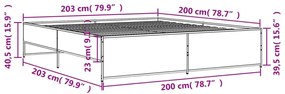 Πλαίσιο Κρεβατιού Sonoma Δρυς 200x200 εκ. Επεξ. Ξύλο &amp; Μέταλλο - Καφέ