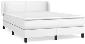 vidaXL Κρεβάτι Boxspring με Στρώμα Λευκό 140x190εκ.από Συνθετικό Δέρμα