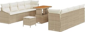 vidaXL Σετ Καναπέ Κήπου με μαξιλάρι 11 pcs Μπεζ και Κρέμα