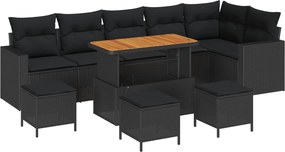 vidaXL Σετ Καναπέ Κήπου 10 pcs Μαύρο συνθετικό ρατάν