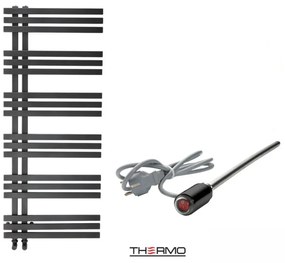 Thermo VIVO Θερμαινόμενη πετσετοκρεμάστρα από ανοξείδωτο χάλυβα με ηλεκτρική λειτουργία 119x50cm Silk Black