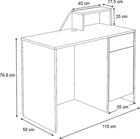 Γραφείο υποδοχής - reception Merlin Megapap χρώμα λευκό 110x50x101,8εκ.