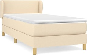 vidaXL Κρεβάτι Boxspring με Στρώμα Κρεμ 90x190 εκ.Υφασμάτινο