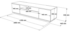 Έπιπλο τηλεόρασης Soren pakoworld sonoma-ανθρακί 180x.44.5x44.6εκ - 176-000056