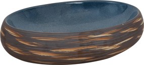 vidaXL Νιπτήρας Οβάλ Καφέ και Μπλε 59 x 40 x 15 εκ. Κεραμικός
