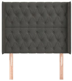 Κεφαλάρι με Πτερύγια Σκούρο Γκρι 93x16x118/128εκ.Βελούδινο - Γκρι