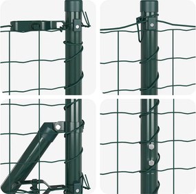 vidaXL Φράχτης με Στήλες. Πράσινο 1.6 x 10 m Ατσάλι