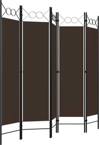 vidaXL Διαχωριστικό Δωματίου με 5 Πάνελ Καφέ 200 x 180 εκ.