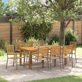 vidaXL Σετ Τραπεζαρίας Κήπου 9 pcs Γκρι 180 x 90 x 75 cm