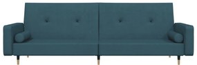 Καναπές Κρεβάτι Διθέσιος Μπλε Βελούδινος με 2 Μαξιλάρια - Μπλε