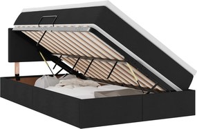 vidaXL LED Κρεβάτι αποθήκευσης με στρώμα Μαύρο 120 x 200 cm Ύφασμα