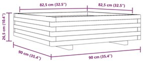 Ζαρντινιέρα Κήπου 90x90x26,5 εκ από Μασίφ Ξύλο Πεύκου - Καφέ