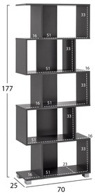 ΒΙΒΛΙΟΘΗΚΗ ΜΕΛΑΜΙΝΗΣ HM2385.10 ΓΚΡΙ 70x25x177Υ εκ. - HM2385.10