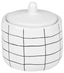 Δοχείο Για Βαμβάκι Κεραμικό Cage 02-27629 11x11cm White-Black Estia Κεραμικό
