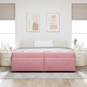 vidaXL Σκελετός Κρεβατιού με στρώμα Ροζ 200 x 200 cm Βελούδο