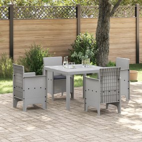 vidaXL Σετ Τραπεζαρίας 5 Τεμαχίων με Μαξιλάρια Φωτεινό Γκρι Πολυ Ράτα