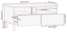 Τραπεζάκι Σαλονιού Μαύρο 80x54x40 εκ. από Επεξεργασμένο Ξύλο - Μαύρο