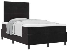 vidaXL Κρεβάτι με ελατήρια με στρώμα Μαύρο 120 x 200 cm Βελούδο