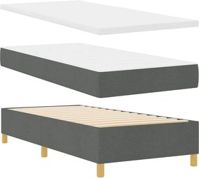 vidaXL LED Κρεβάτι με βάθρο Σκούρο Γκρι 100 x 200 cm ύφασμα