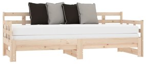 Καναπές Κρεβάτι Συρόμενος 2x(80x200) εκ. από Μασίφ Ξύλο Πεύκου - Καφέ