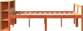 vidaXL Κρεβάτι Βιβλιοθήκη Χωρίς Στρώμα Καφέ 135x190 εκ Μασίφ Πεύκο