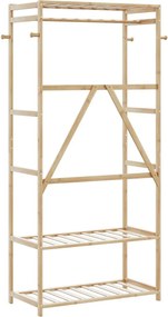vidaXL Κρεμάστρα Ρούχων με Ράφια 80x40x175 εκ. Μπαμπού