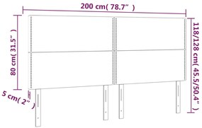 vidaXL Κεφαλάρι Κρεβατιού LED Μαύρο 200x5x118/128 εκ