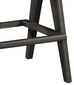Σκαμπό bar Winslow pakoworld ξύλο rubberwood μαύρο-pvc rattan φυσικό-ύφασμα γκρι 44.5x46x98εκ