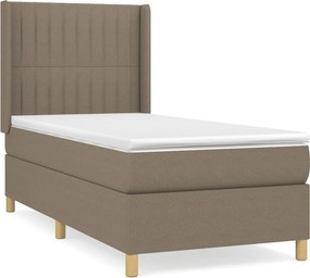 vidaXL Κρεβάτι Boxspring με Στρώμα Taupe 100 x 200 εκ. Υφασμάτινο