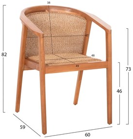 ΠΟΛΥΘΡΟΝΑ ΤΡΑΠΕΖΑΡΙΑΣ RENLY HM18239 ΞΥΛΟ ΤΕΑΚ ΦΥΣΙΚΟ-ΣΧΟΙΝΙ VIRO 60x59x82Υεκ.