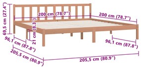 ΠΛΑΙΣΙΟ ΚΡΕΒΑΤΙΟΥ ΚΑΦΕ ΜΕΛΙ 200 X 200 ΕΚ. ΑΠΟ ΜΑΣΙΦ ΞΥΛΟ ΠΕΥΚΟΥ 810105